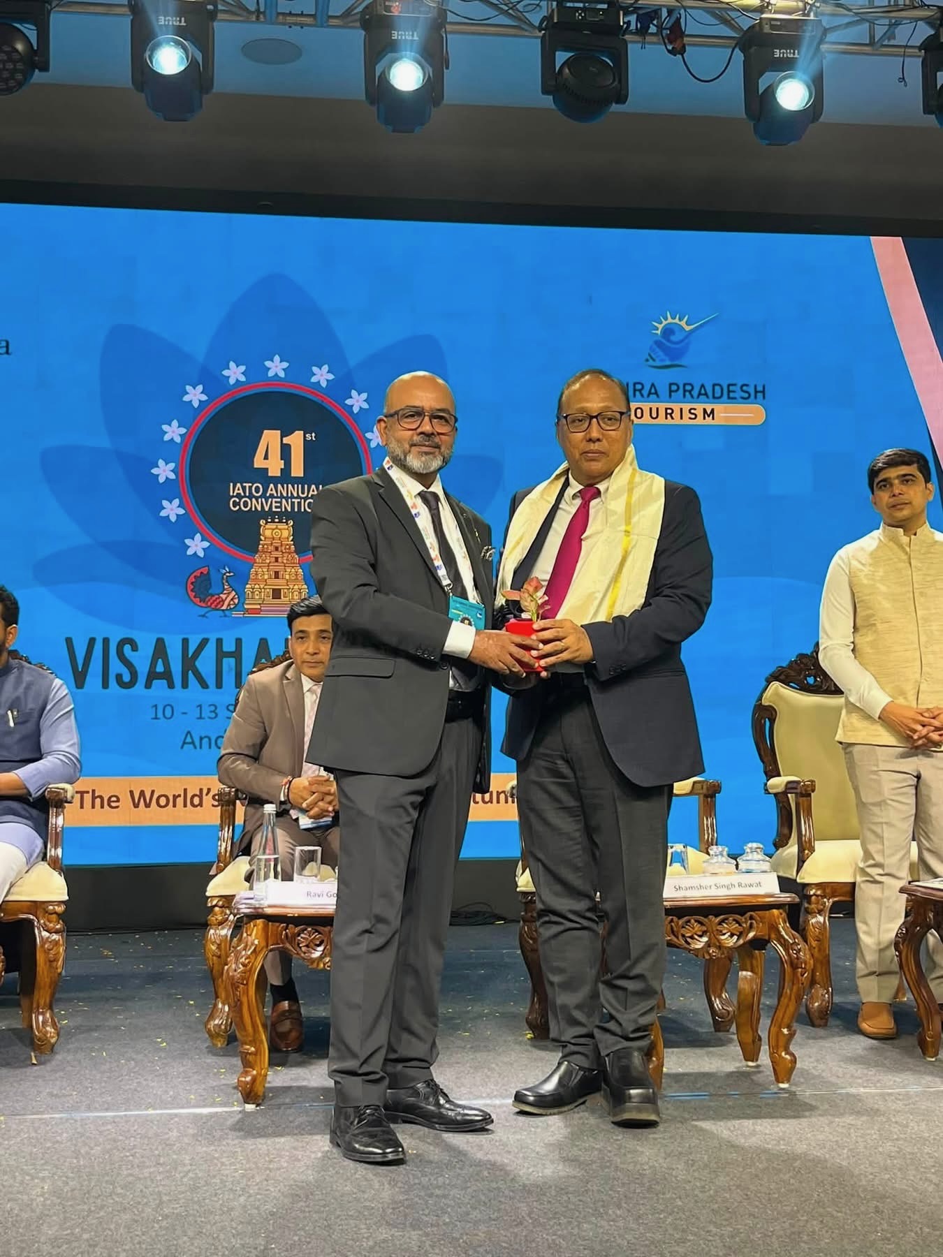 Sunil Mishra on stage at the 41st IATO Annual Convention