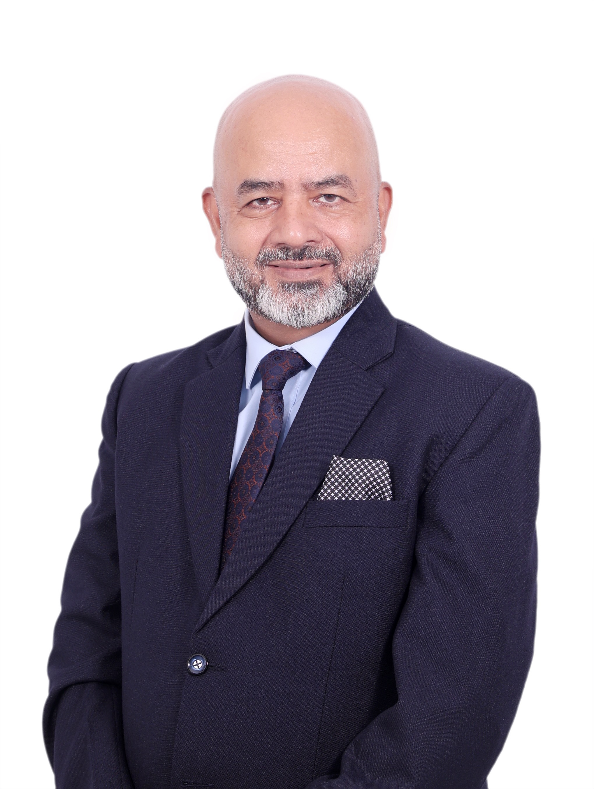Sunil Mishra in a navy suit